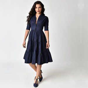 Unique Vintage 1940s Style Half Sleeve Holt Dress